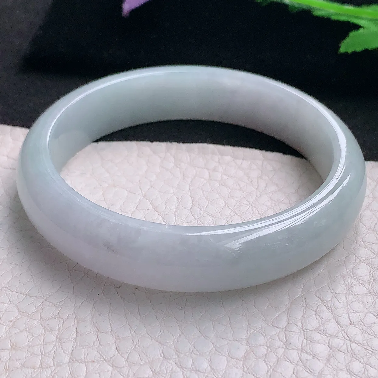 zjf自然光57*13.2*7.2平安镯 缅甸翡翠A货玉手镯淡雅宽边玉手环