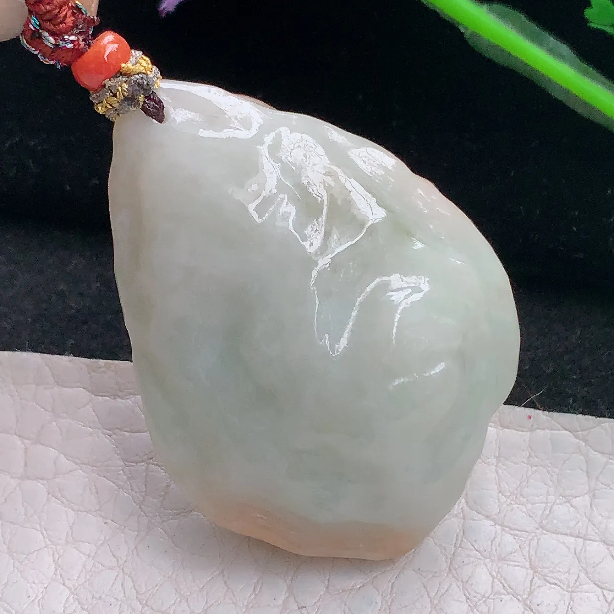 Mz实拍46.5*32.3*13.6缅甸翡翠随形吊坠 红翡平安坠