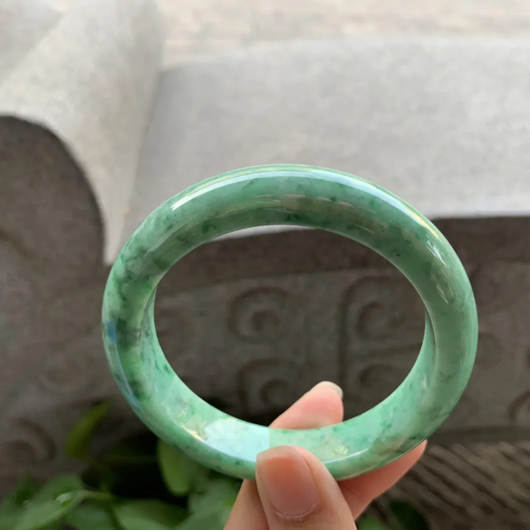 圈口 57.4-12.8-9.1【辣绿正圈手镯】正圈57 58可戴