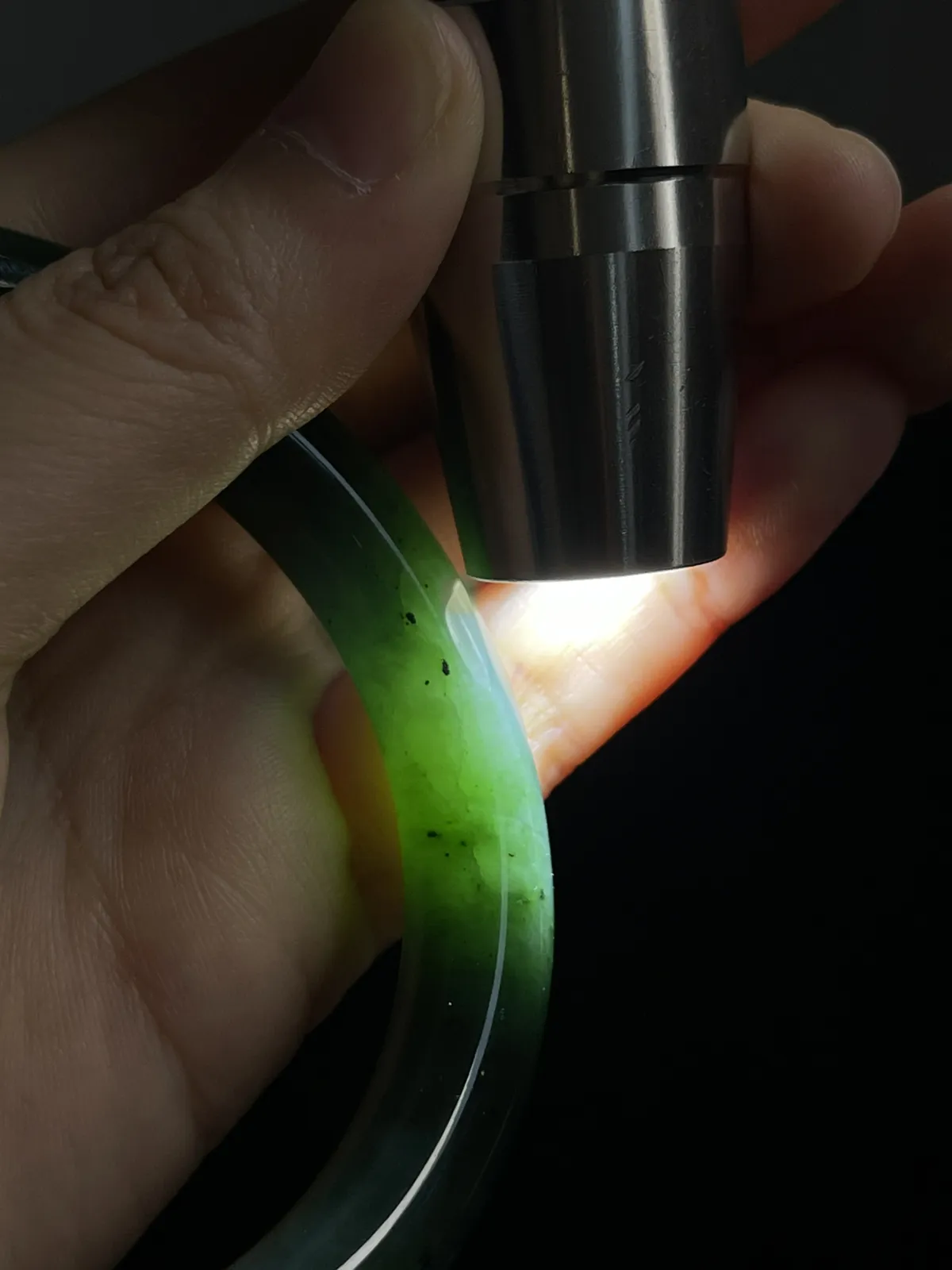 圆镯59.7圈口，和田玉（碧玉）手镯