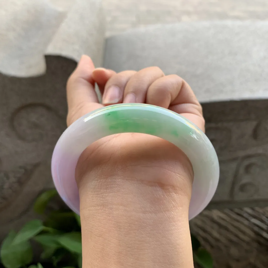 圈口 55.8-12.9【春彩圆条手镯】圆条55 56可戴 冰透水润 起光 底子细腻 性价比爆棚