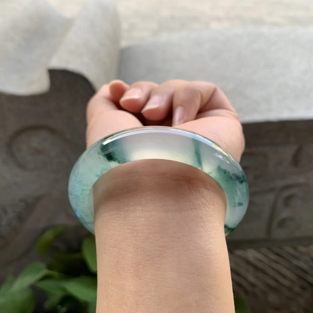 小圈口 50.6-11-8.3【高冰飘花正圈手镯】正圈50 51可戴