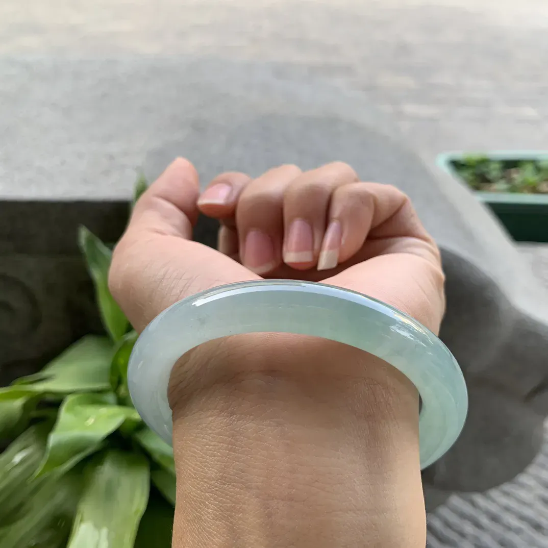 圈口 57.3-9.9【冰晴绿圆条手镯】圆条57 58可戴