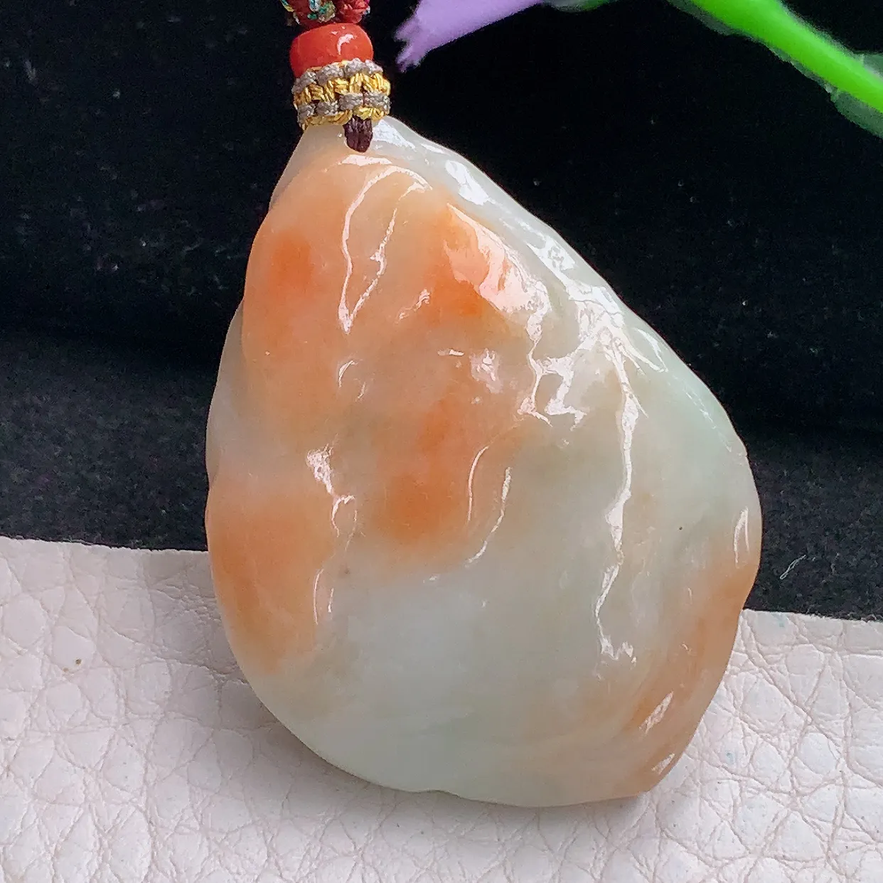 Mz实拍46.5*32.3*13.6缅甸翡翠随形吊坠 红翡平安坠