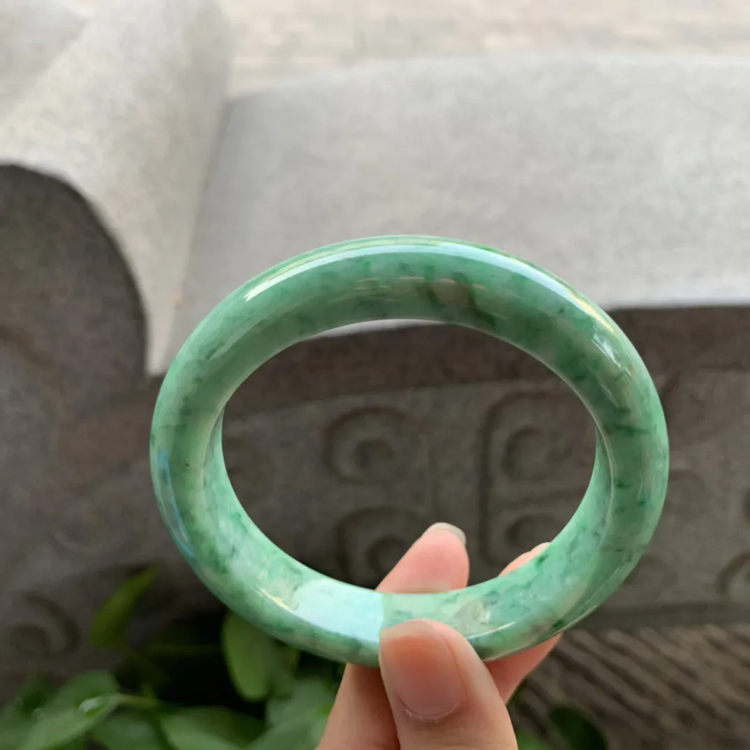 圈口 57.4-12.8-9.1【辣绿正圈手镯】正圈57 58可戴