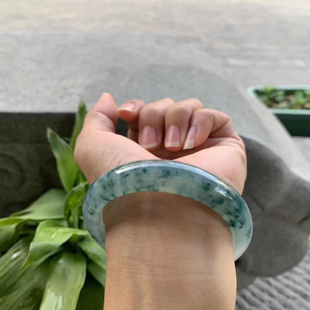 圈口55.4-13-8.3 【冰种飘花正圈手镯】正圈55 56可戴