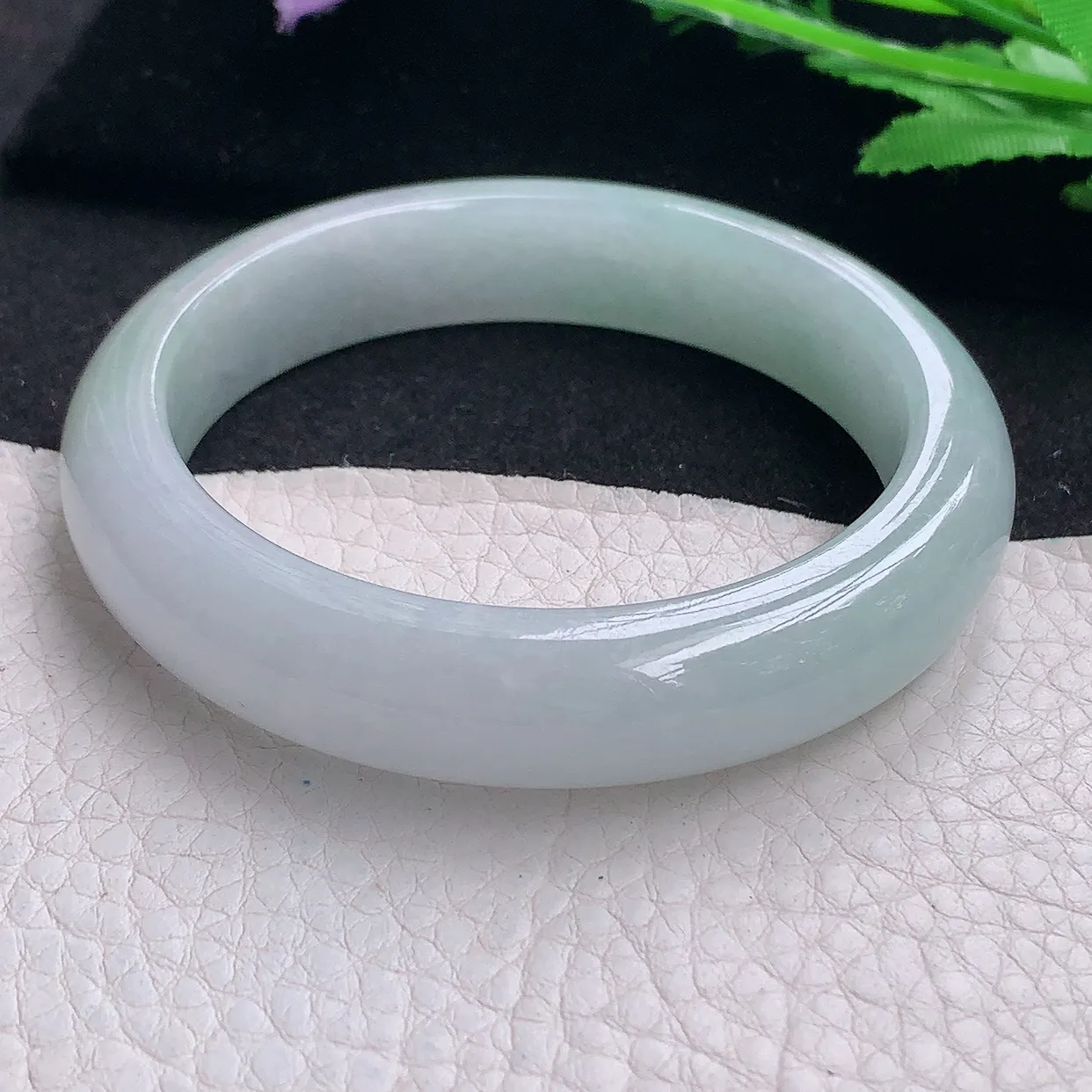 nr自然光56*12.8*8.5平安镯 缅甸翡翠A货玉手镯清爽宽边玉手环