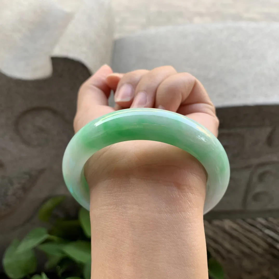 圈口56.8-13.2-9.4【阳绿正圈手镯】正圈56 57可戴