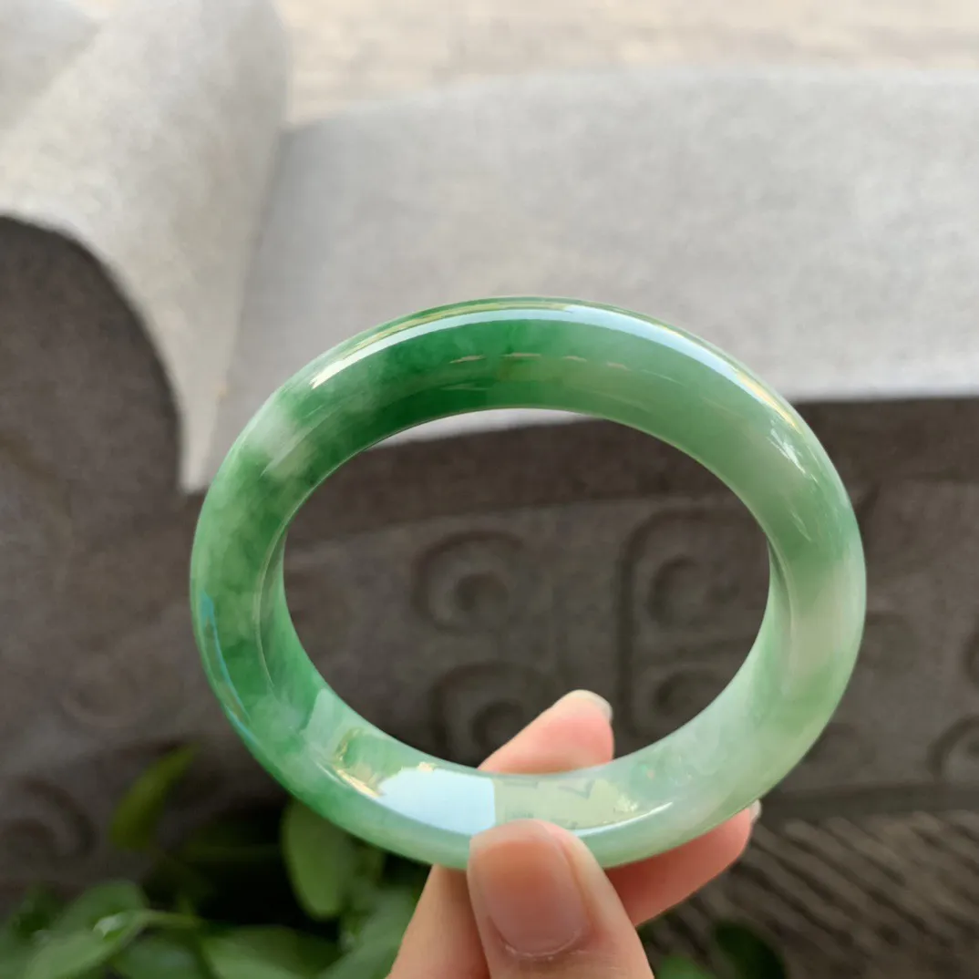 圈口 54.7-13-9【芙蓉绿正圈手镯】正圈54 55可戴