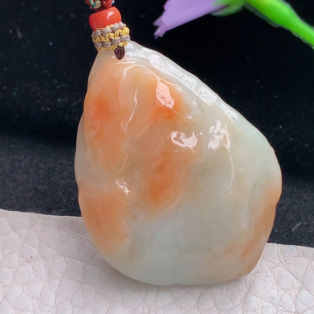 Mz实拍46.5*32.3*13.6缅甸翡翠随形吊坠 红翡平安坠