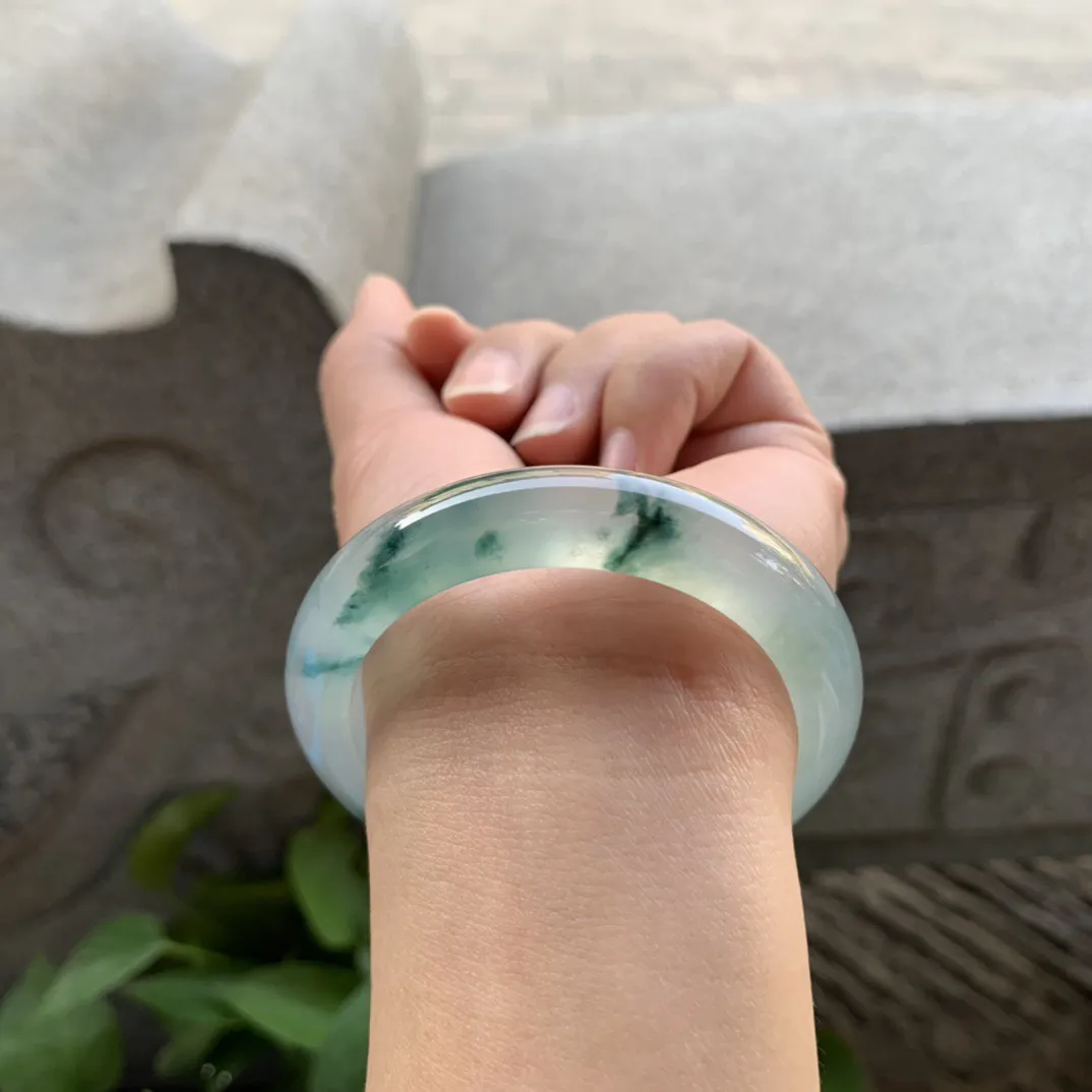 小圈口 50.6-11-8.3【高冰飘花正圈手镯】正圈50 51可戴