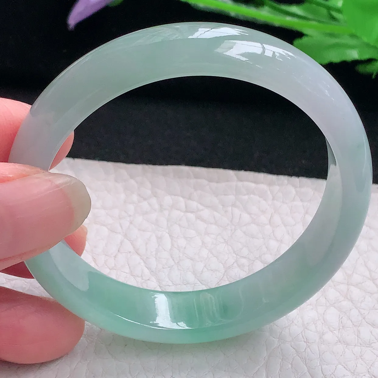 z小圈口52.5*12.3*6.5平安镯 缅甸翡翠A货手镯水灵清爽宽边玉手环