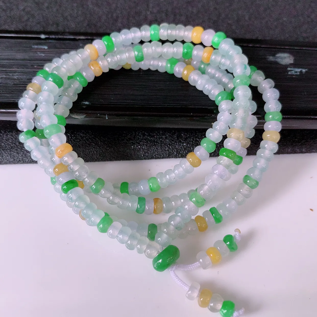 自然光实拍，冰种多宝翡翠项链，多彩翡翠珠链， 颜色丰富，料子细腻，高档大气  自戴送礼佳品！#001.1取一尺寸4mm