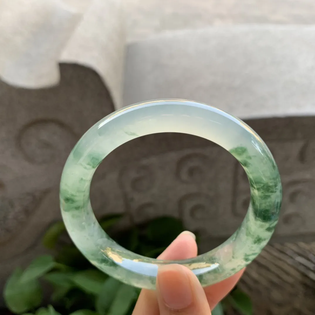 圈口55.6-11.2-9.5 【玻璃种飘花正圈手镯】正圈56 57可戴