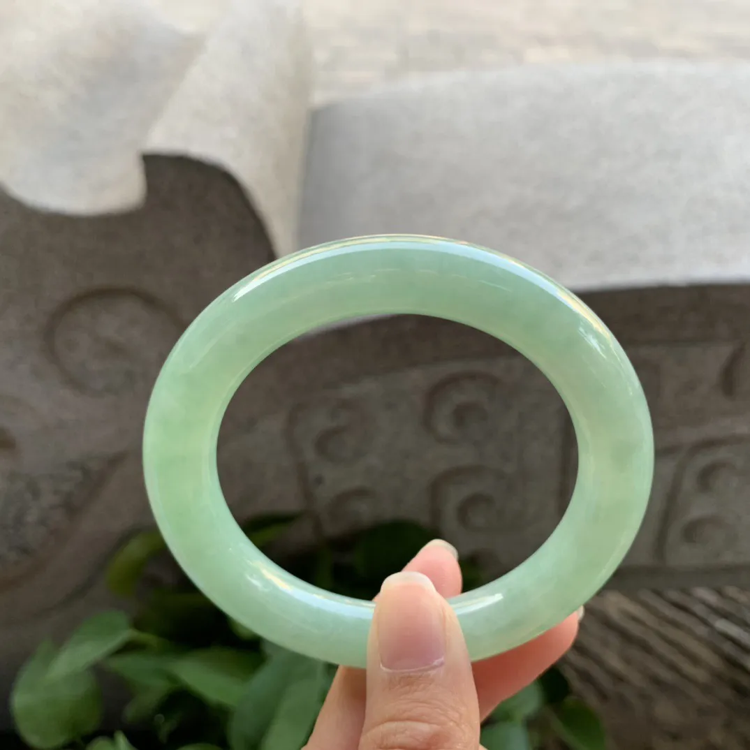 圈口56.8-11.3 【满绿圆条手镯】圆条56 57可戴