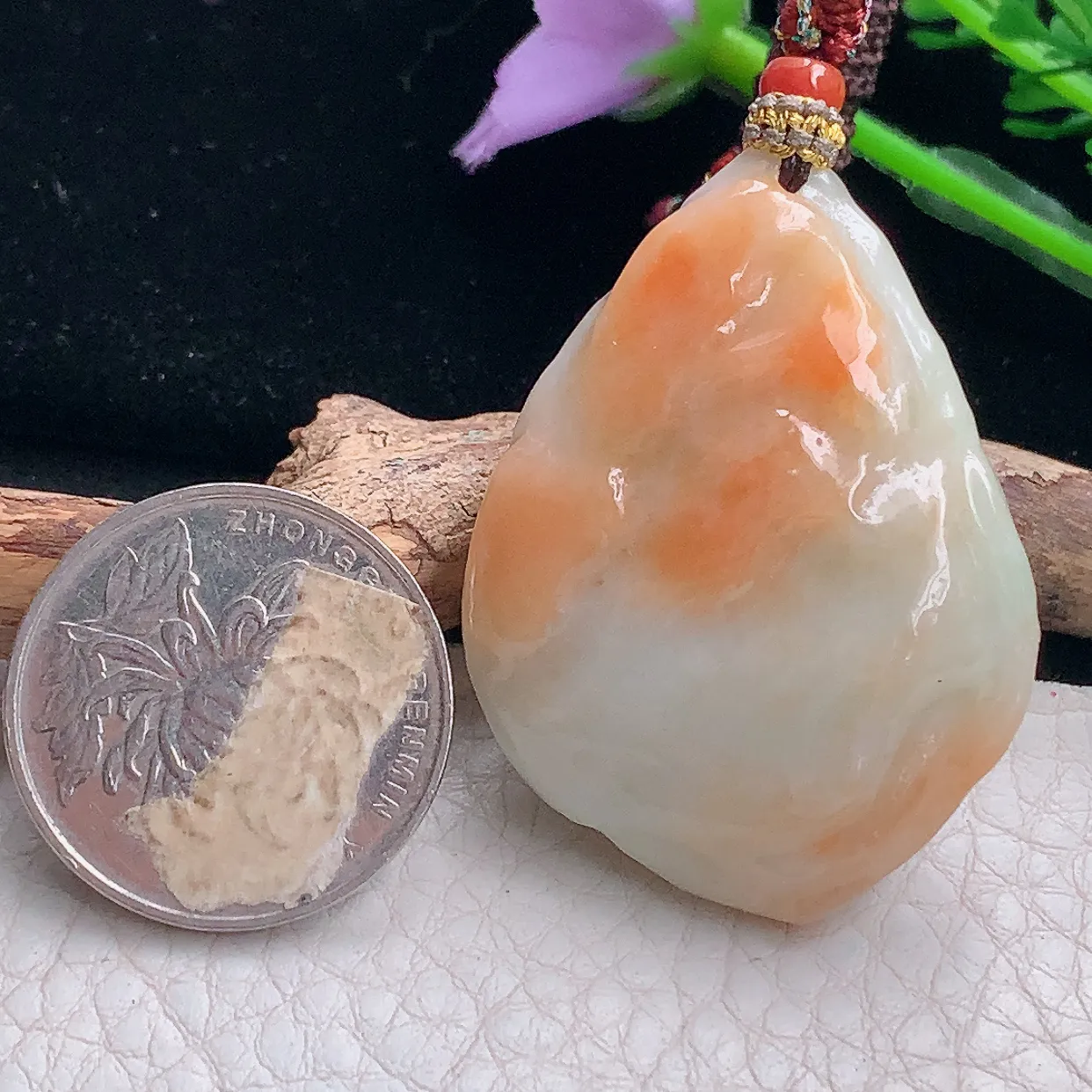 Mz实拍46.5*32.3*13.6缅甸翡翠随形吊坠 红翡平安坠