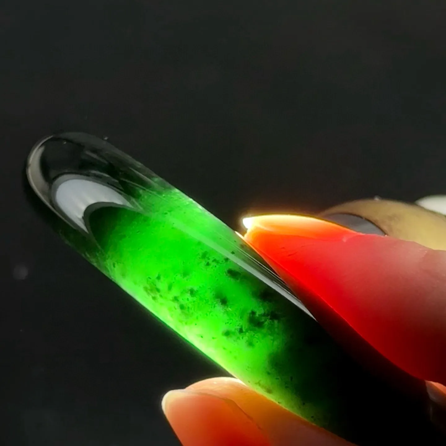 精品墨翠手镯 种好色正 黑度好 打灯通透 油性十足 圈口55.5