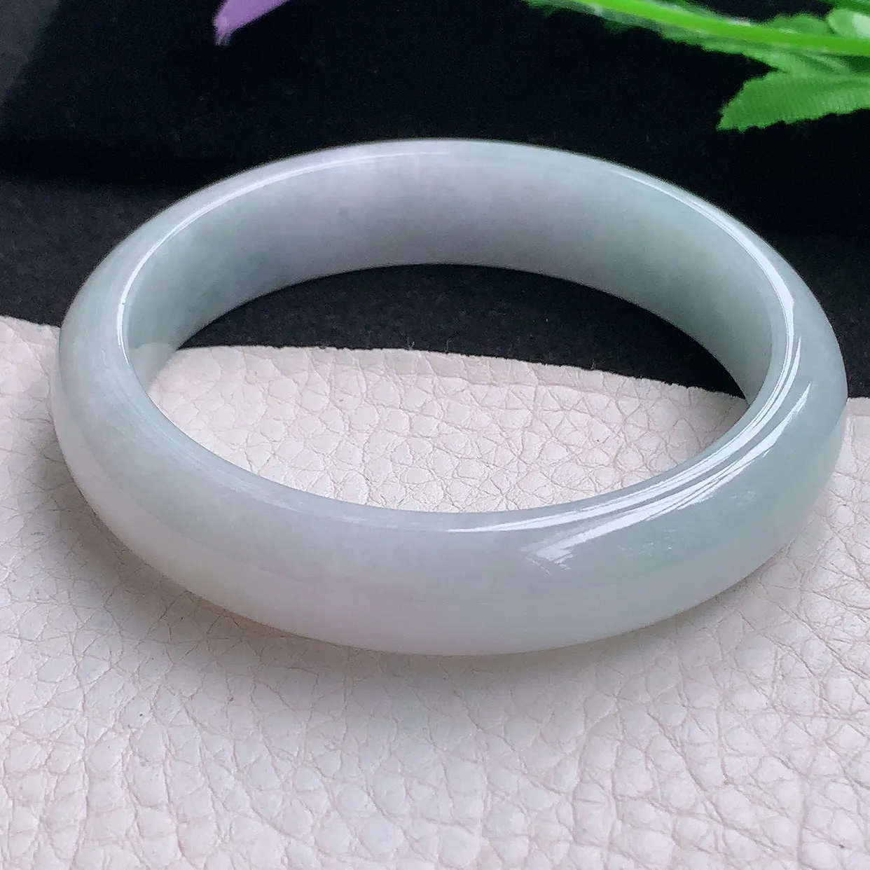 zjf自然光57*13.2*7.2平安镯 缅甸翡翠A货玉手镯淡雅宽边玉手环