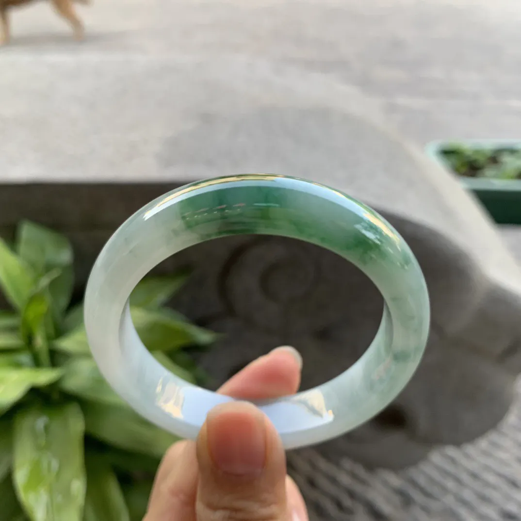 圈口 54-12.4-8.1【飘辣绿正圈手镯】正圈 54 55可戴