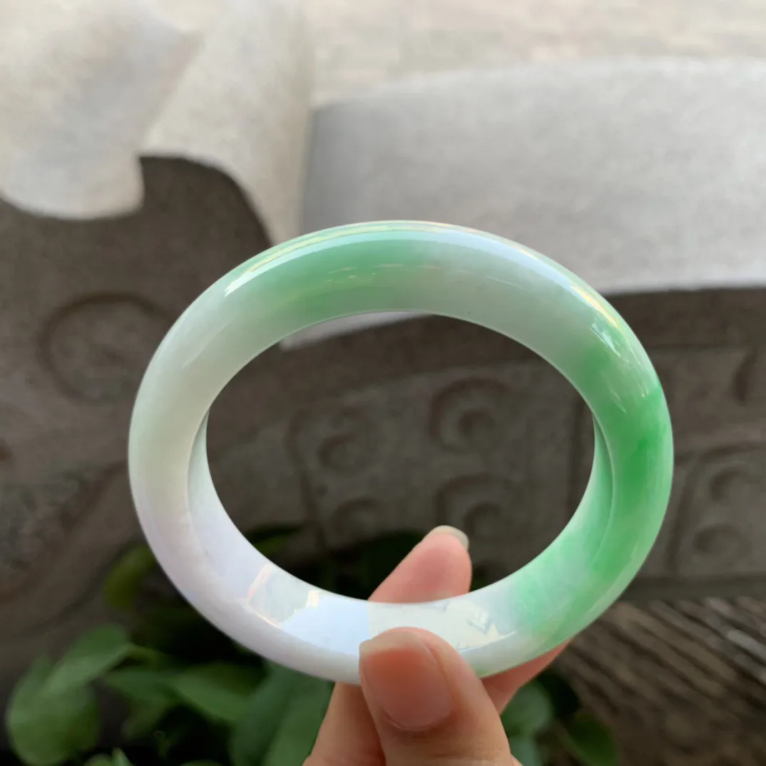 圈口56.8-13.2-9.4【阳绿正圈手镯】正圈56 57可戴