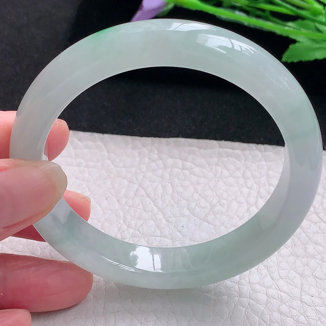 xx自然光58.5*12*8.8平安镯 缅甸翡翠A货玉手镯冰润飘阳绿宽边玉手环