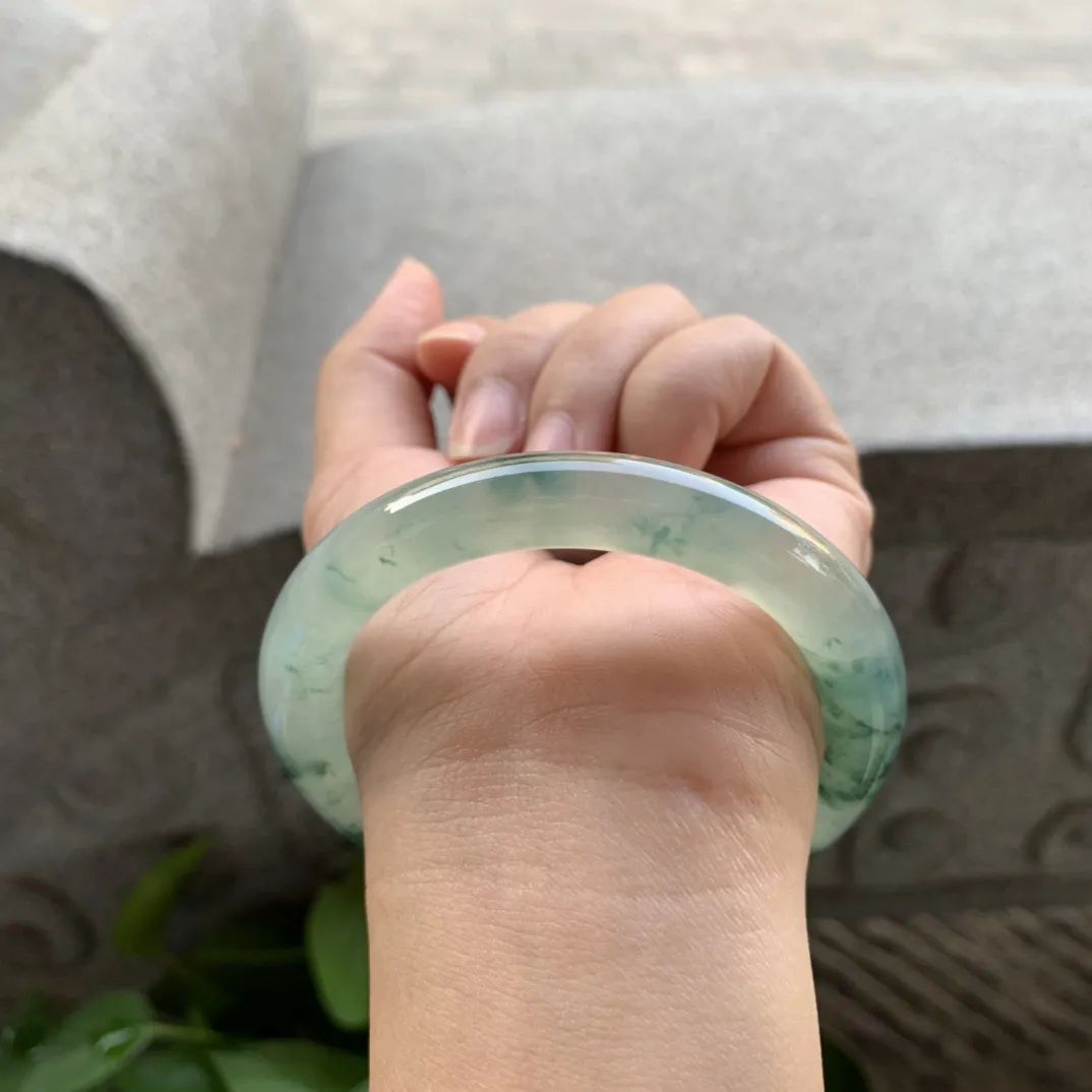 圈口 55.5-9.9【高冰飘花圆条手镯】圆条55 56可戴