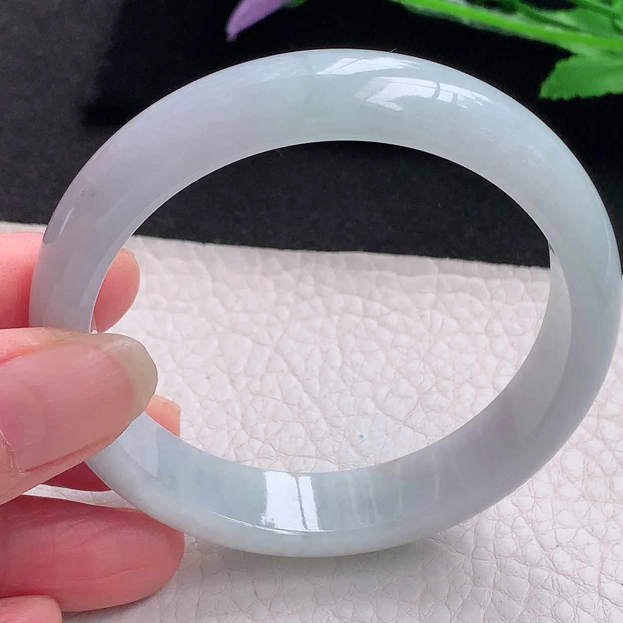 zjf自然光57*13.2*7.2平安镯 缅甸翡翠A货玉手镯淡雅宽边玉手环