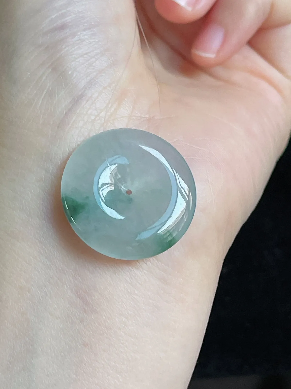 翡翠冰糯种飘绿平安扣