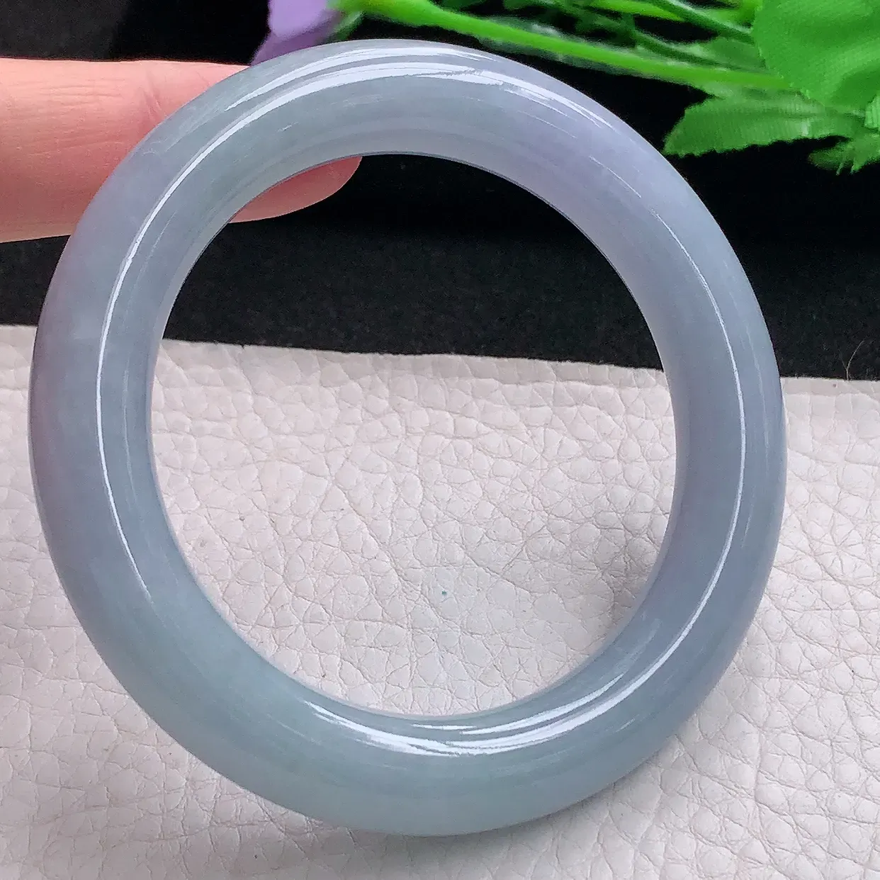 z自然光55*l1.2美人镯 缅甸翡翠A货贵气紫罗兰圆条玉手镯玉手环