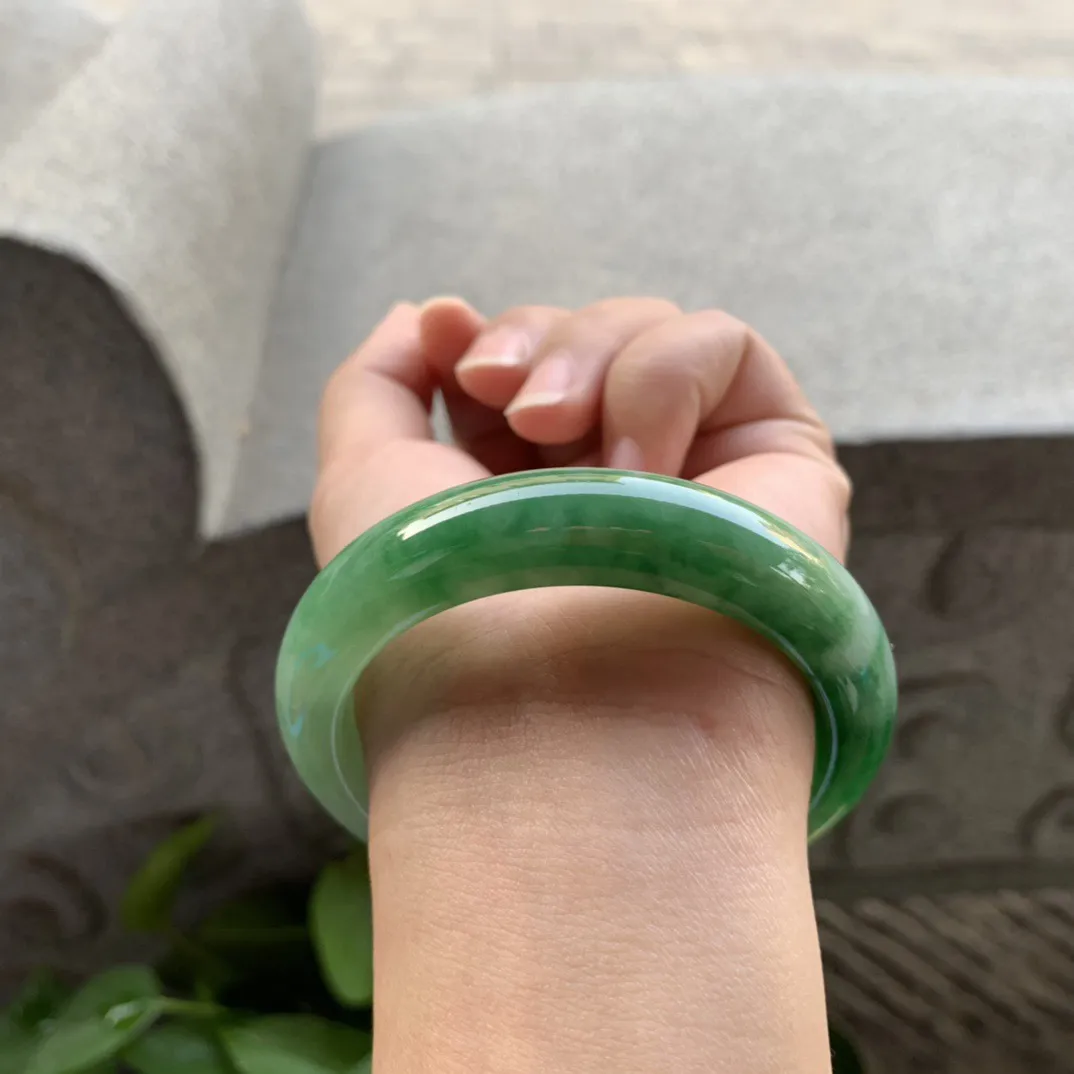 圈口 54.7-13-9【芙蓉绿正圈手镯】正圈54 55可戴