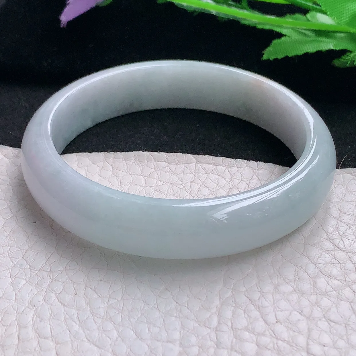 zjf自然光57*13.2*7.2平安镯 缅甸翡翠A货玉手镯淡雅宽边玉手环