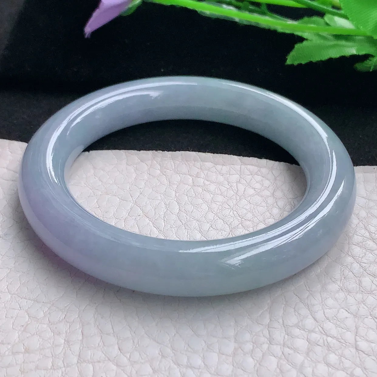 z自然光55*l1.2美人镯 缅甸翡翠A货贵气紫罗兰圆条玉手镯玉手环