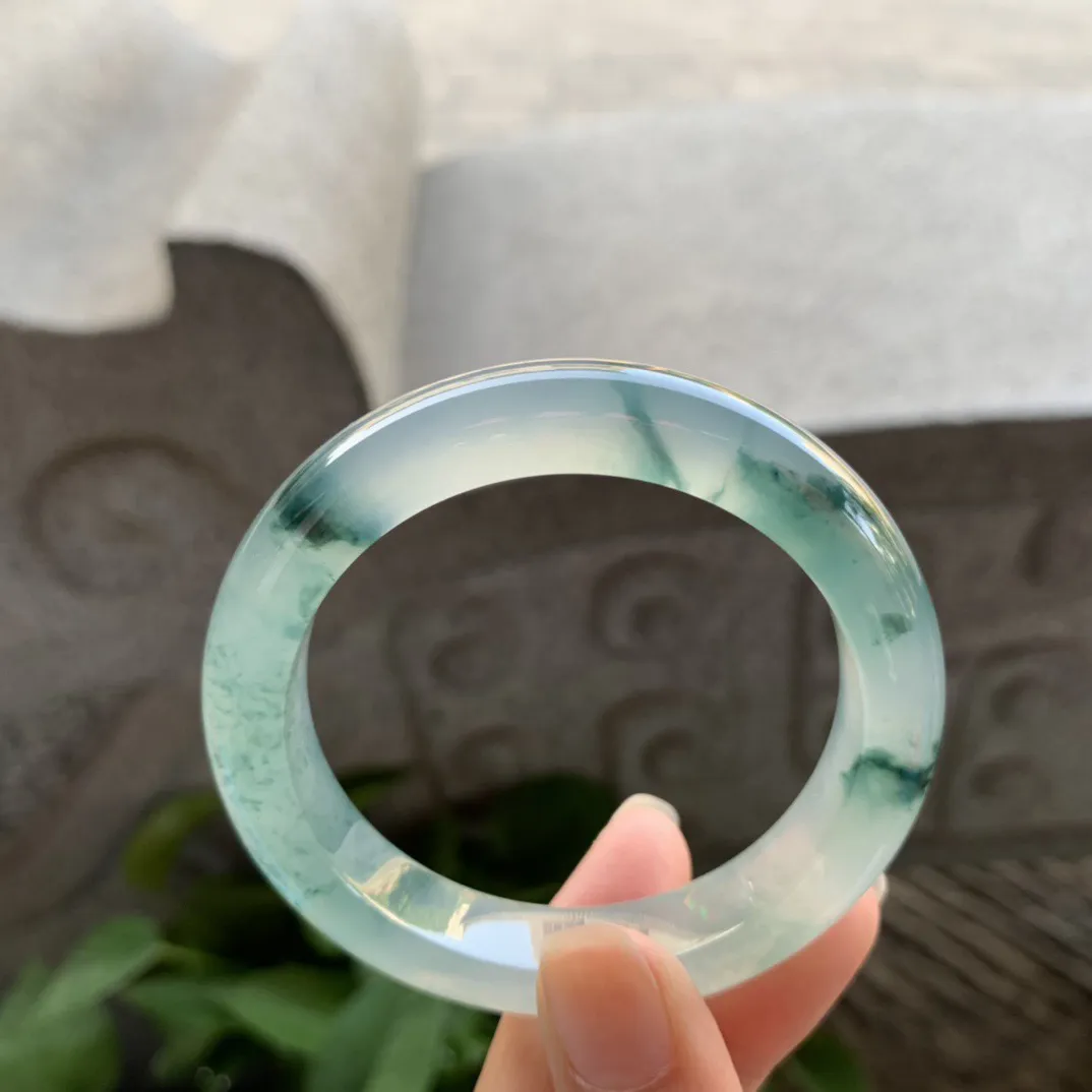 小圈口 50.6-11-8.3【高冰飘花正圈手镯】正圈50 51可戴