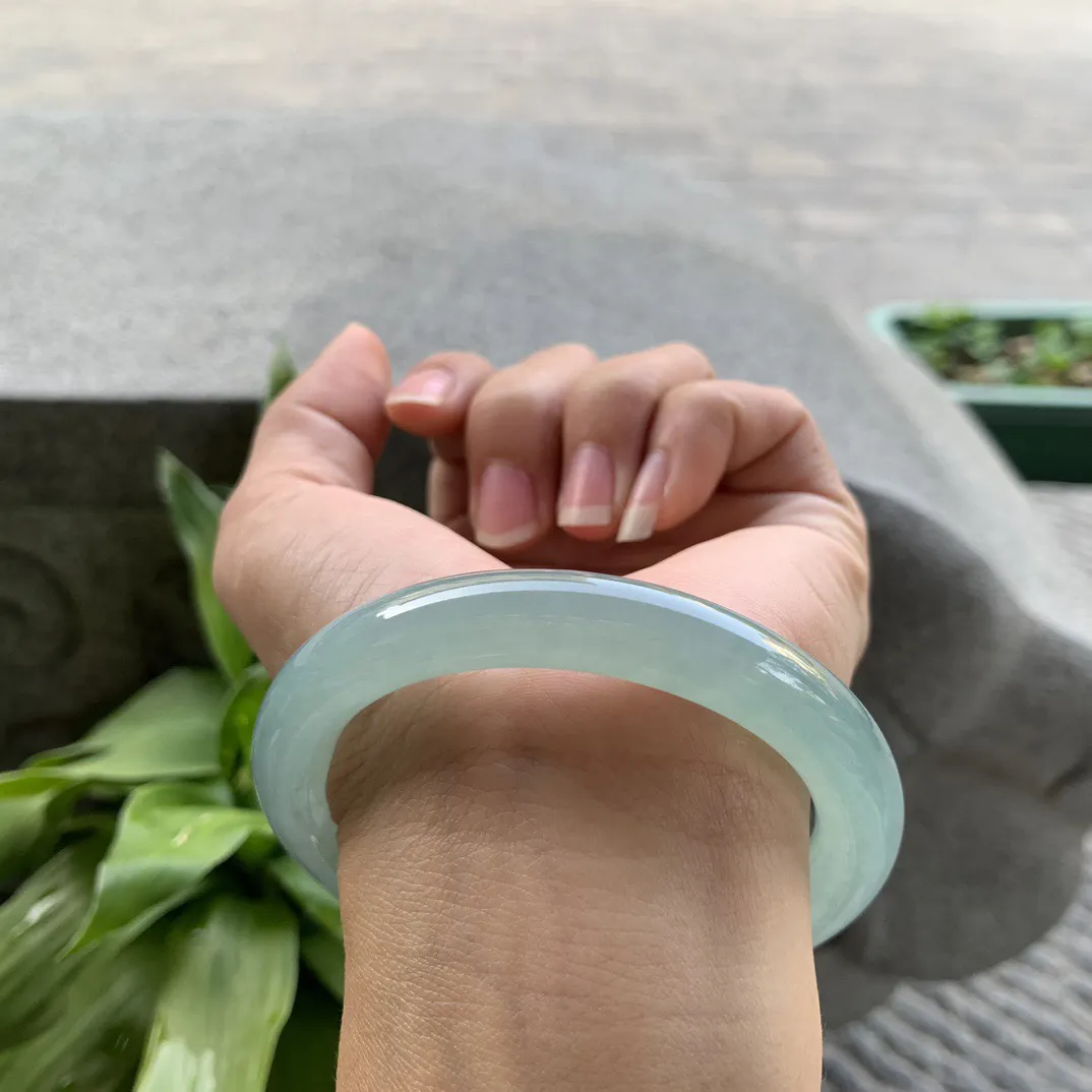 圈口 57.3-9.9【冰晴绿圆条手镯】圆条57 58可戴