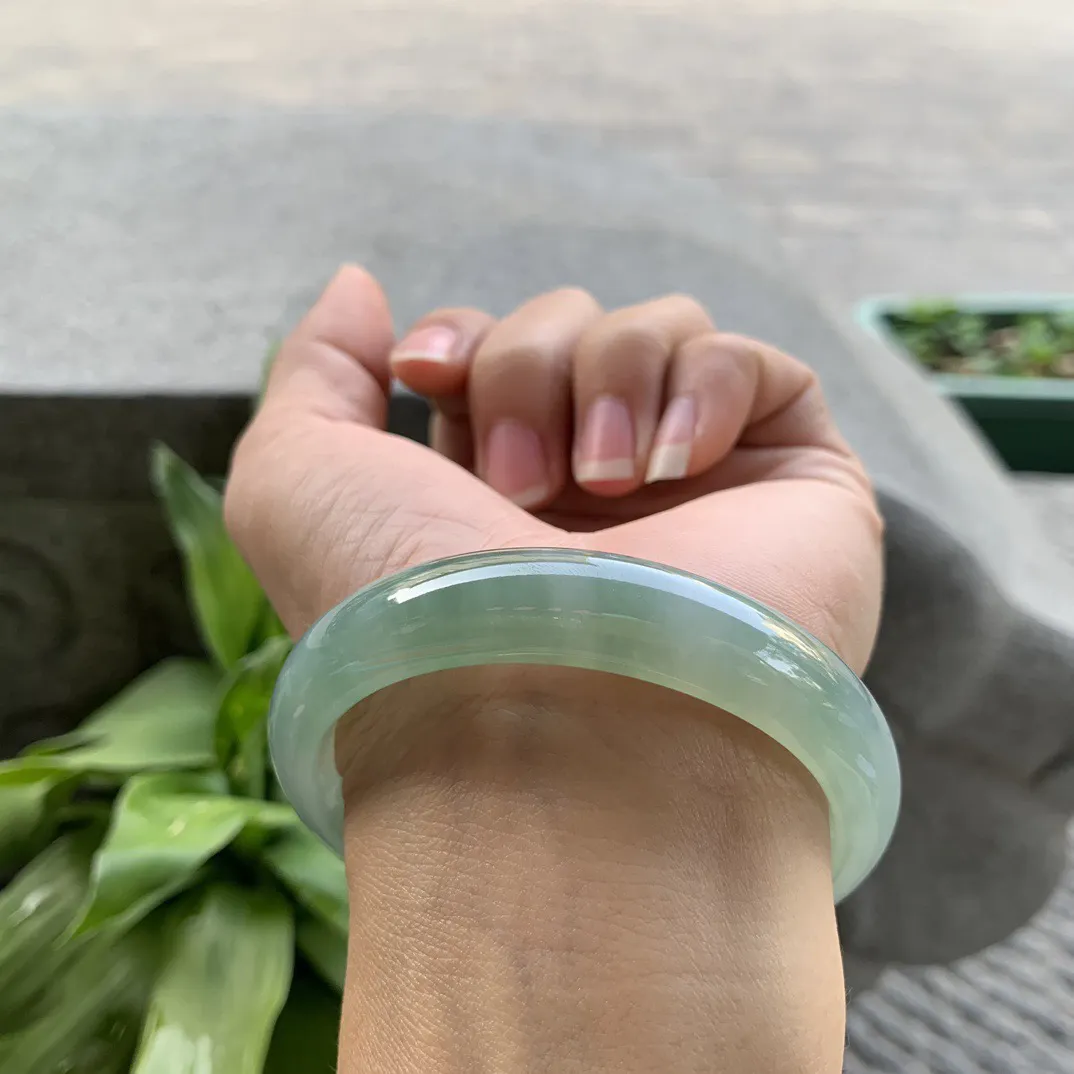 圈口55.5-12-7.3 【冰芙蓉绿正圈手镯】正圈55 56可戴