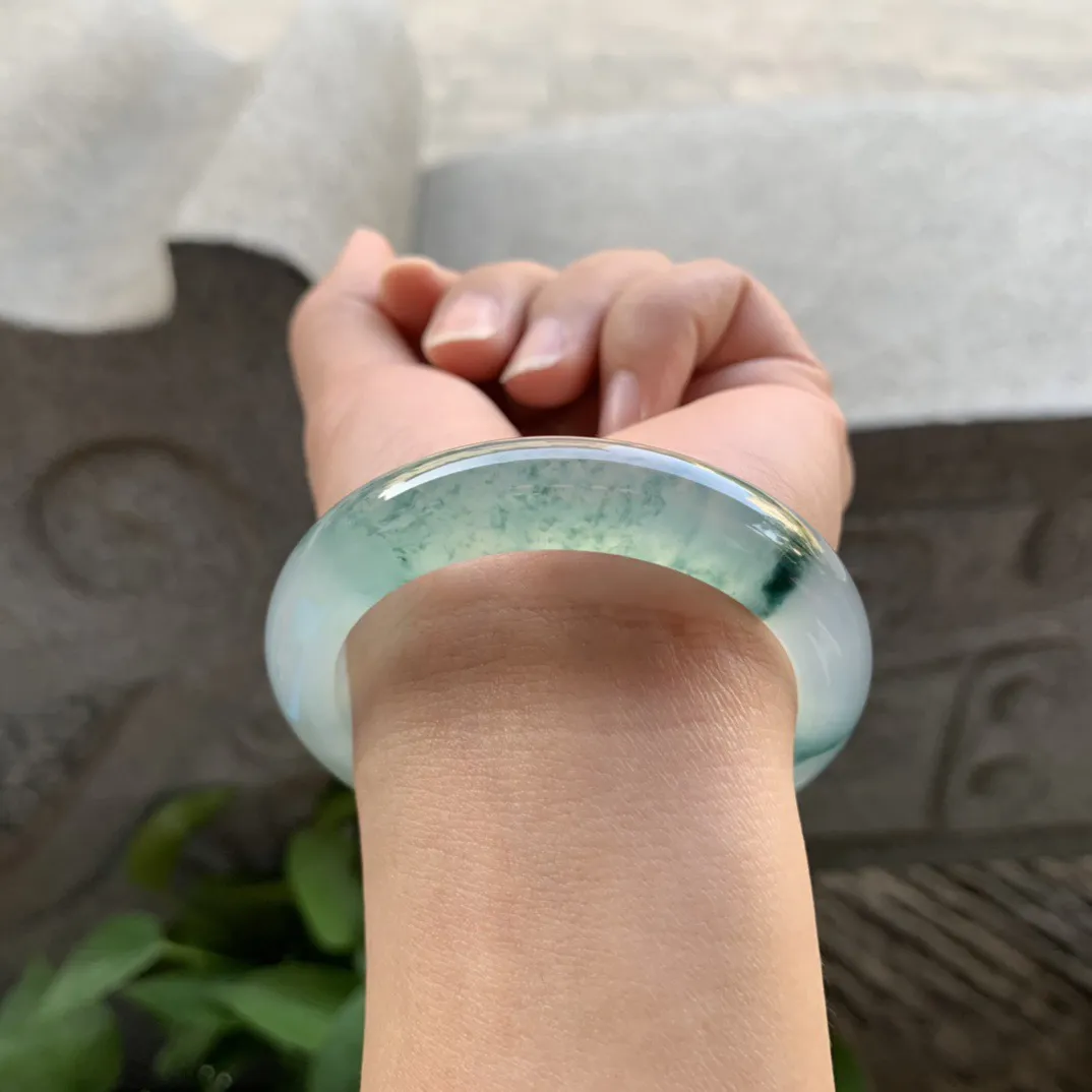 小圈口 50.6-11-8.3【高冰飘花正圈手镯】正圈50 51可戴