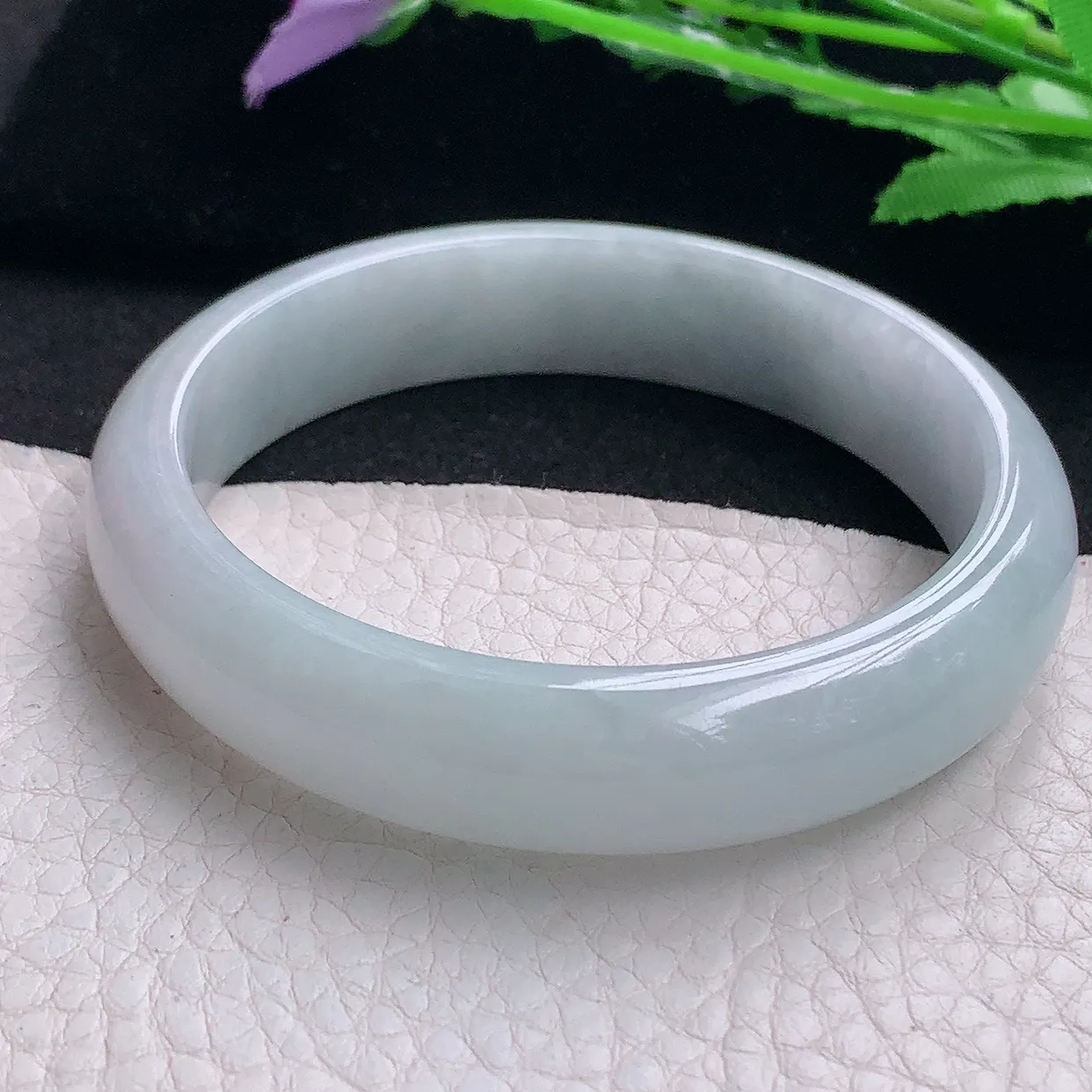 zjf自然光57*13.2*7.2平安镯 缅甸翡翠A货玉手镯淡雅宽边玉手环