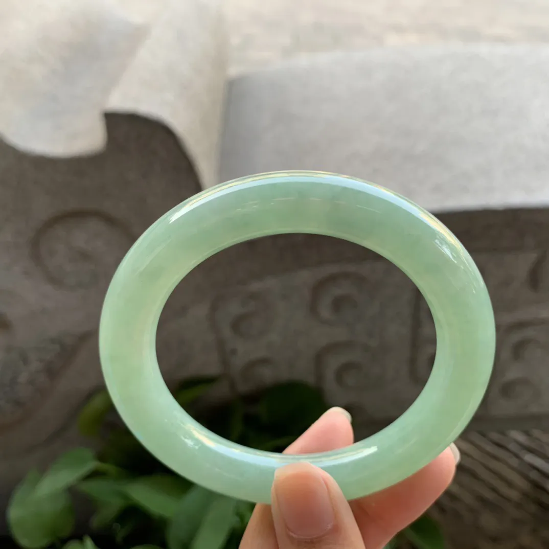 圈口56.8-11.3 【满绿圆条手镯】圆条56 57可戴