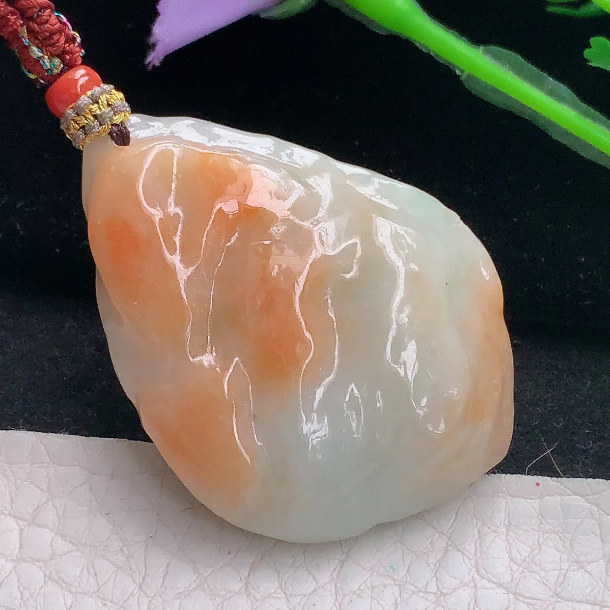 Mz实拍46.5*32.3*13.6缅甸翡翠随形吊坠 红翡平安坠