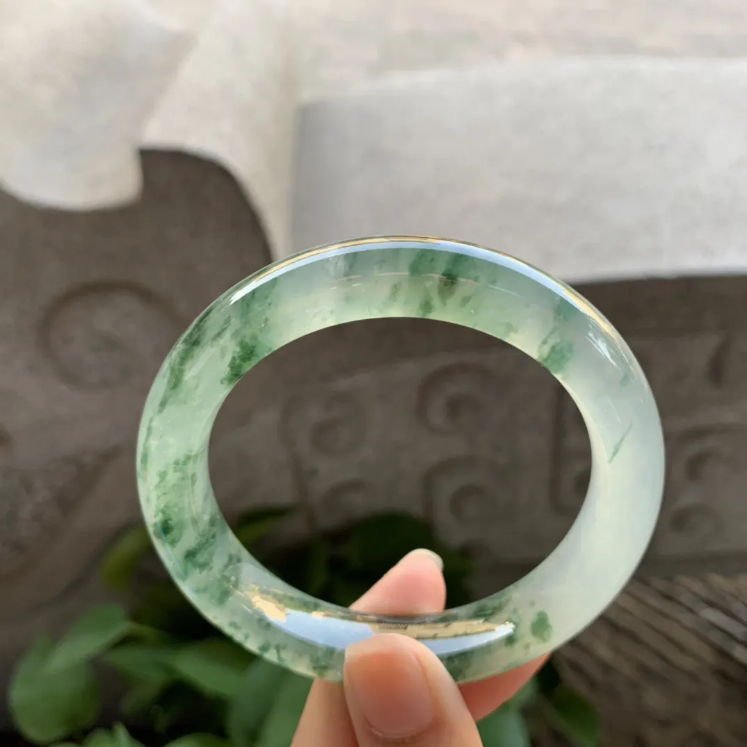 圈口55.6-11.2-9.5 【玻璃种飘花正圈手镯】正圈56 57可戴