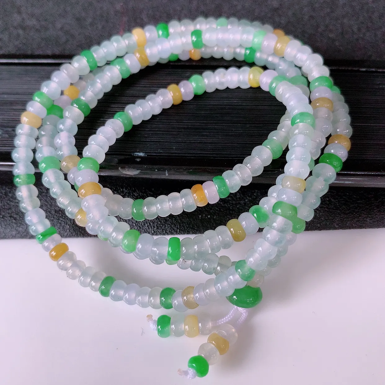 自然光实拍，冰种多宝翡翠项链，多彩翡翠珠链， 颜色丰富，料子细腻，高档大气  自戴送礼佳品！#001.1取一尺寸4mm