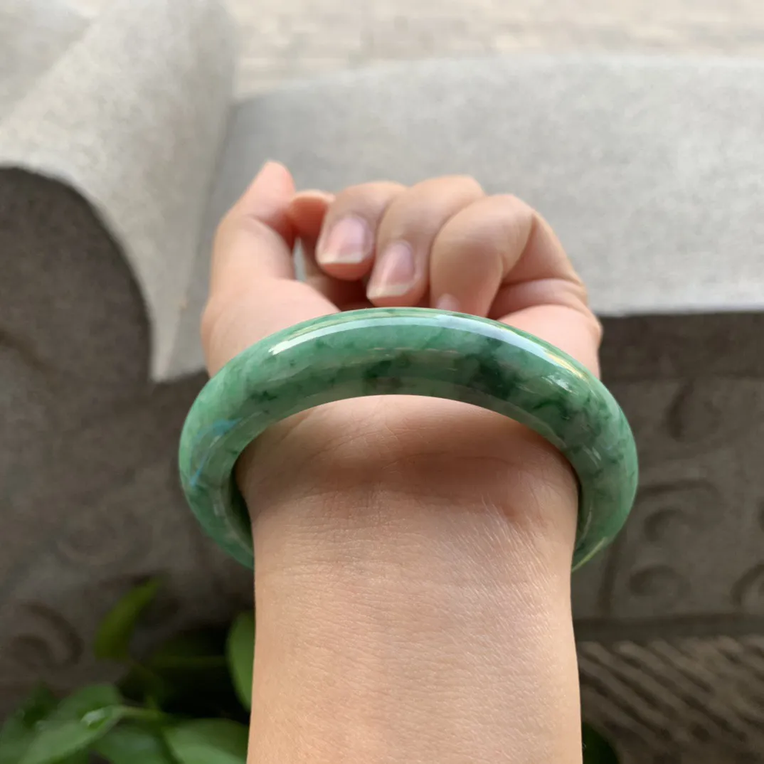 圈口 57.4-12.8-9.1【辣绿正圈手镯】正圈57 58可戴