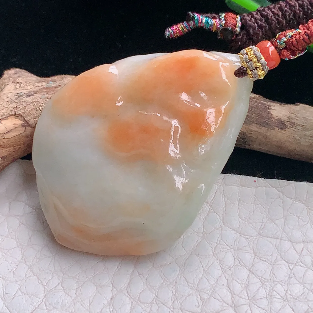 Mz实拍46.5*32.3*13.6缅甸翡翠随形吊坠 红翡平安坠