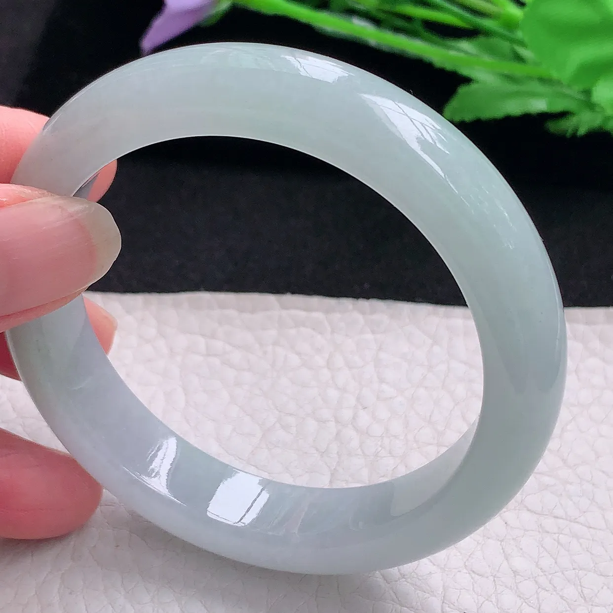 nr自然光56*12.8*8.5平安镯 缅甸翡翠A货玉手镯清爽宽边玉手环