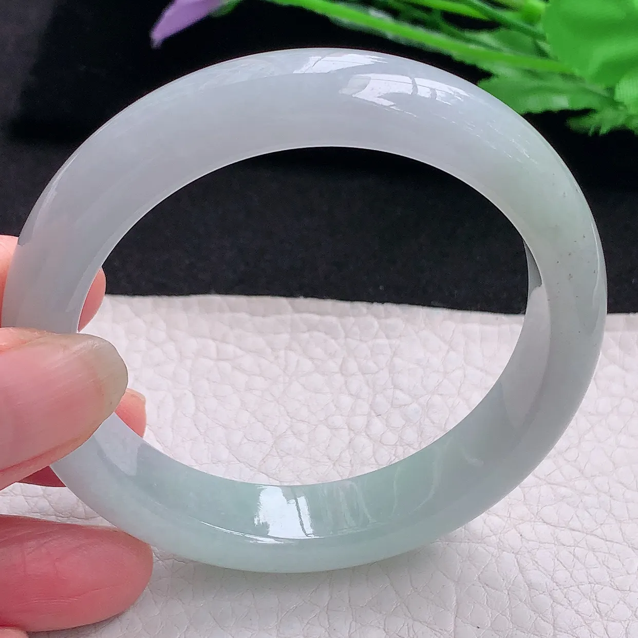 nr自然光56*12.8*8.5平安镯 缅甸翡翠A货玉手镯清爽宽边玉手环