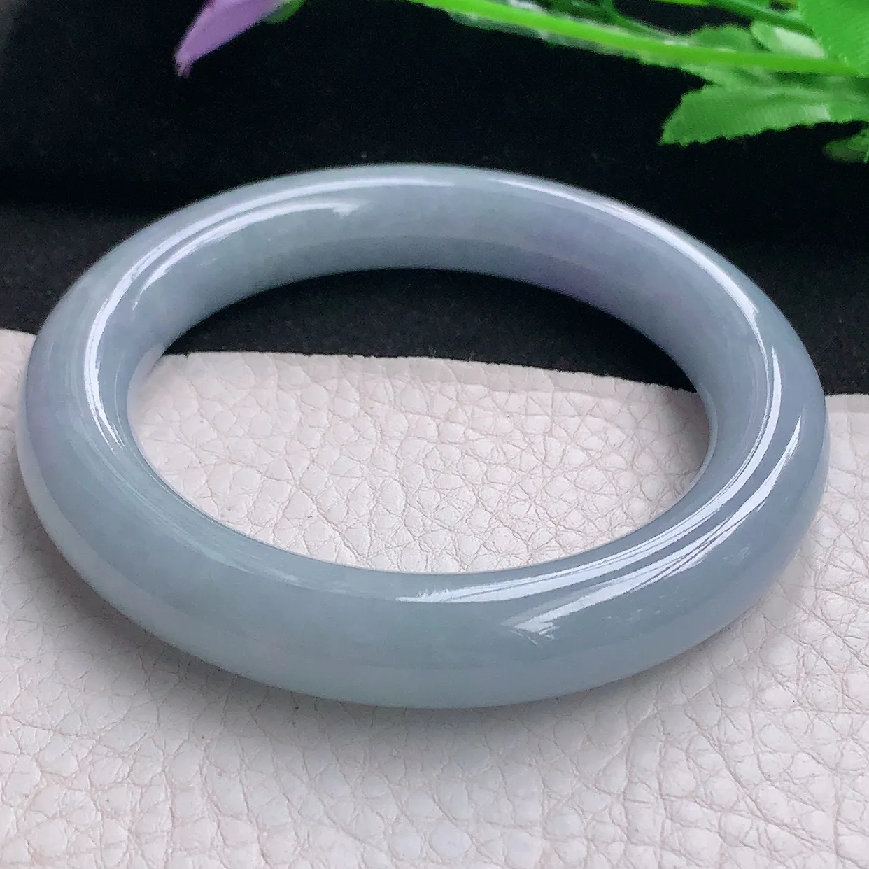 z自然光55*l1.2美人镯 缅甸翡翠A货贵气紫罗兰圆条玉手镯玉手环