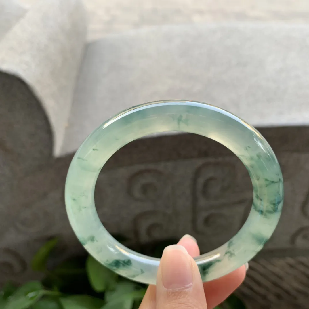 圈口 55.5-9.9【高冰飘花圆条手镯】圆条55 56可戴