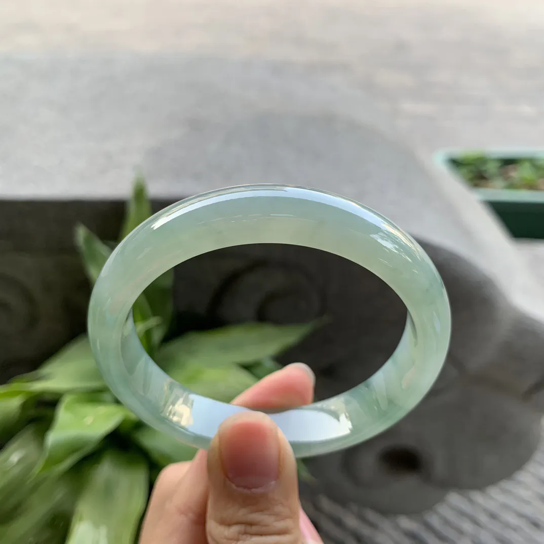 圈口55.5-12-7.3 【冰芙蓉绿正圈手镯】正圈55 56可戴