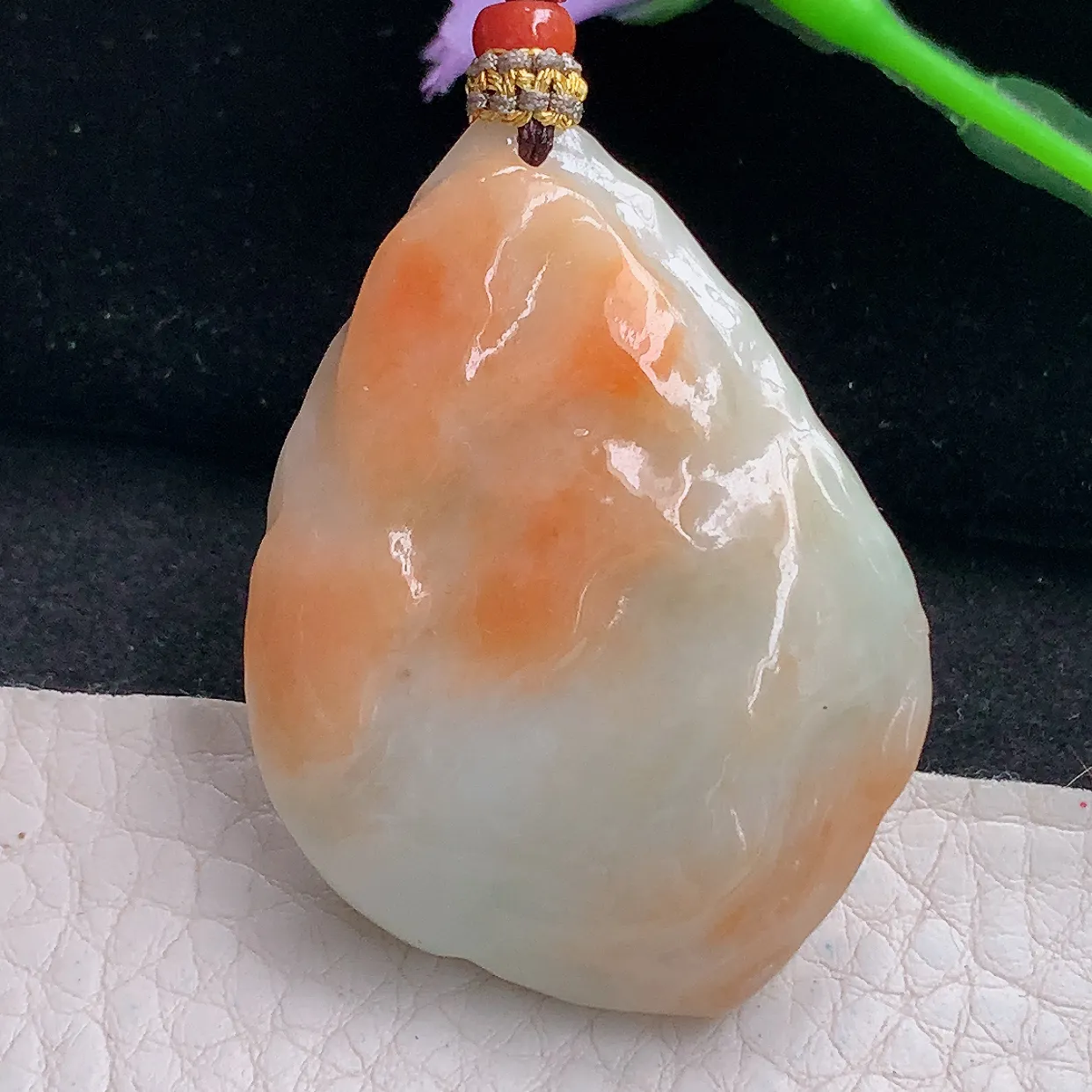 Mz实拍46.5*32.3*13.6缅甸翡翠随形吊坠 红翡平安坠