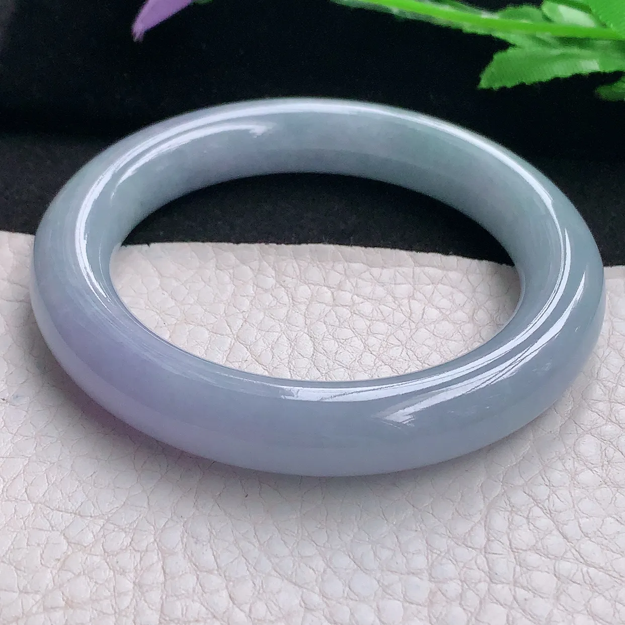 z自然光55*l1.2美人镯 缅甸翡翠A货贵气紫罗兰圆条玉手镯玉手环